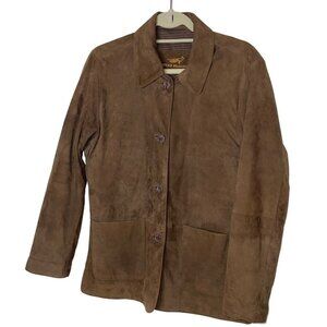 Tweed Peacock Mens Jacket Size Medium Brown Peter Millar Suede Leather